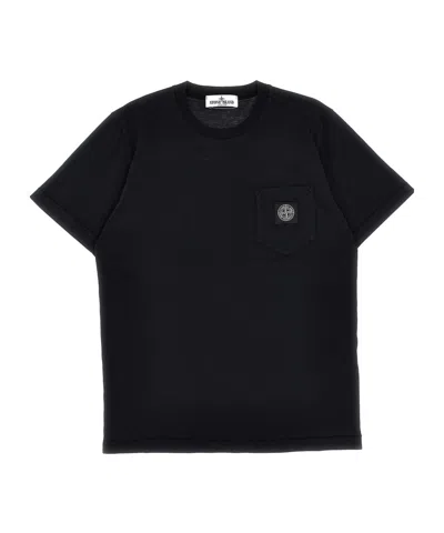 Stone Island Compass-patch Cotton T-shirt In Black