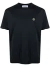 Stone Island Black Jersey Compass Patch T-shirt In Blue