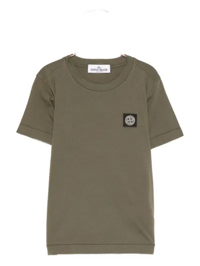 Stone Island Kids' Compass-patch Cotton T-shirt In Brown