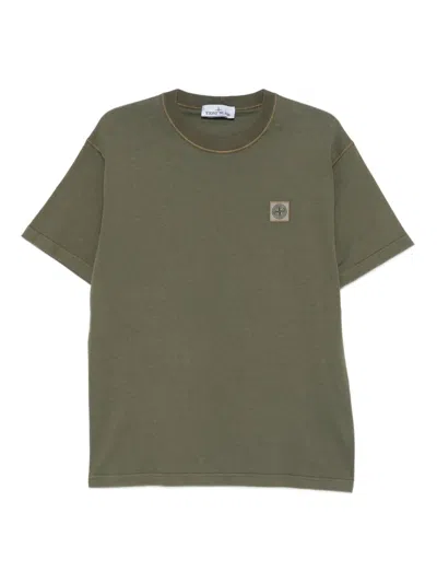 Stone Island Compass-patch Cotton T-shirt In Green