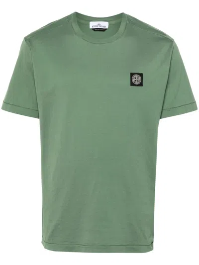 Stone Island Compass-patch Cotton T-shirt In Green