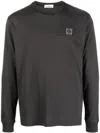 Stone Island Compass-patch Cotton T-shirt In Grey