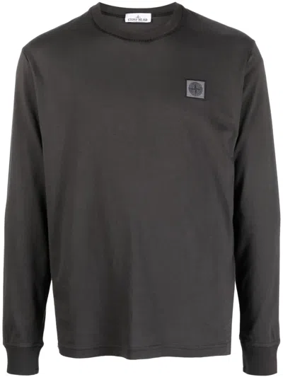 Stone Island Compass-patch Cotton T-shirt In Grey