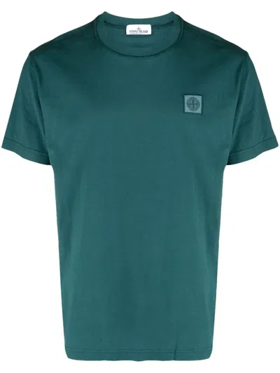 Stone Island Compass-patch Cotton T-shirt In Grün