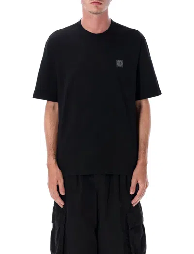 Stone Island Compass Patch Cotton T-shirt In Black