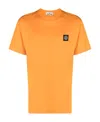 Stone Island Compass-patch Cotton T-shirt In Orange