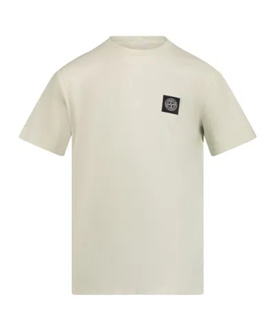Stone Island Compass-patch Cotton T-shirt In White