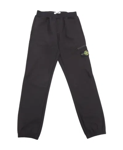 Stone Island Compass-patch Cotton Track Pants In Black