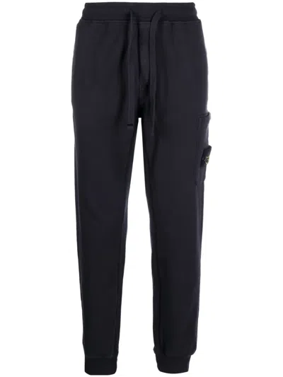 Stone Island Compass-patch Cotton Track Pants In Blue