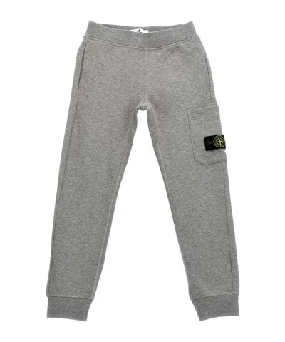 Stone Island Logo Badge Joggers In Gray