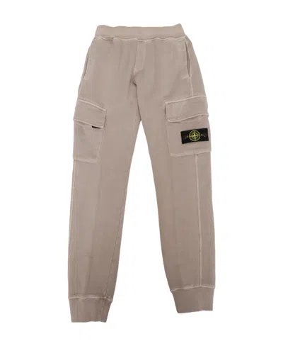 Stone Island Compass-patch Cotton Track Pants In Gray