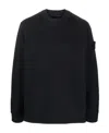 Stone Island Stretch Wool Crewneck Sweater With Reverse Stitch Details In Black