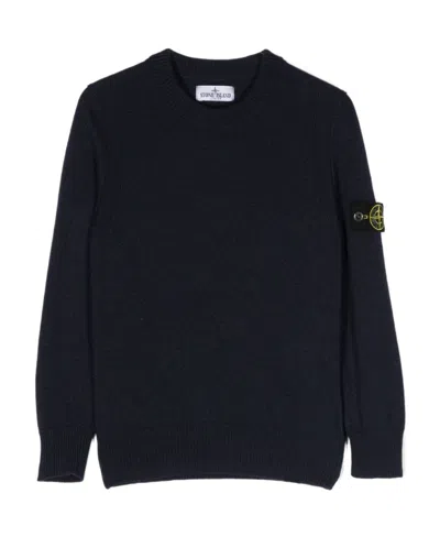 Stone Island Compass-patch Crew-neck Jumper In Blue