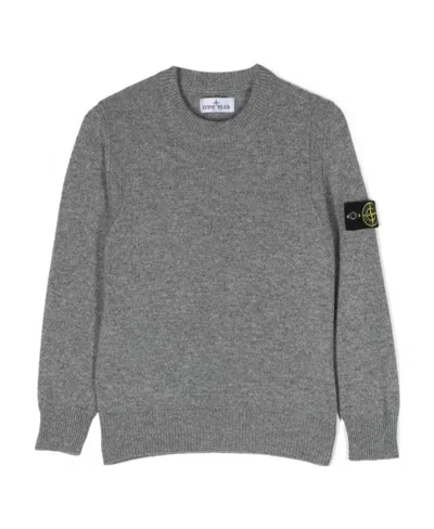 Stone Island Compass-patch Crew-neck Jumper In Gray