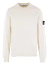 Stone Island Turtleneck Ribbed Wool Sweater In White