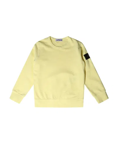 Stone Island Compass-patch Crew-neck Sweatshirt In Yellow