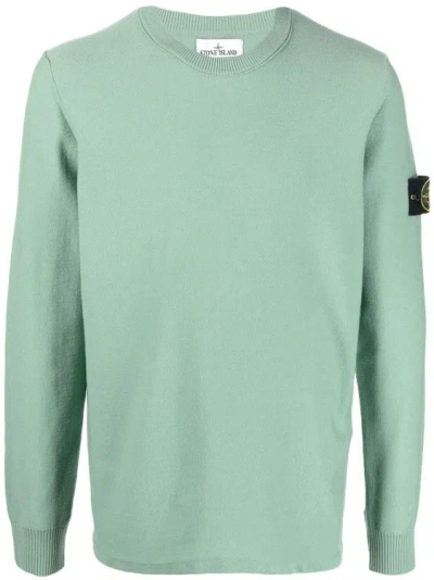 Stone Island Compass-patch Crewneck Jumper In Green