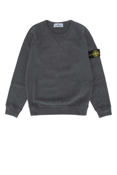 Stone Island Kids' Compass-patch Crewneck Sweatshirt In Blue Grey