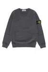 Stone Island Compass-patch Crewneck Sweatshirt In Blue Grey