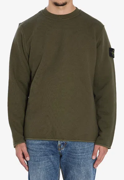 Stone Island Compass Patch Crewneck Sweatshirt In Green
