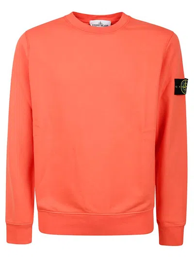 Stone Island Compass-logo Patch Virgin-wool Jumper In Orange