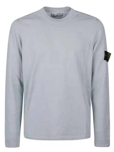 Stone Island Compass Patch Crewneck Sweatshirt In Sky Blue