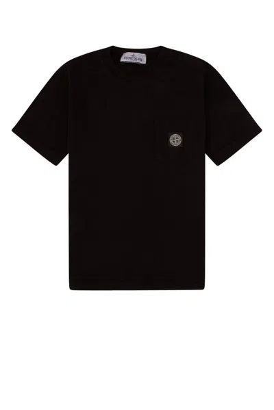 Stone Island Kids' Compass-patch Crewneck T-shirt In Black