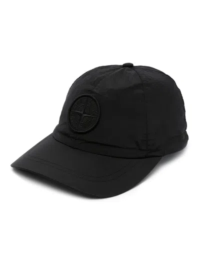 Stone Island Compass-patch Drawstring Baseball Cap In Black