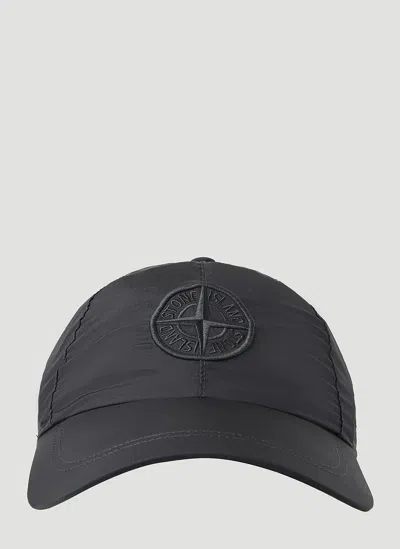 Stone Island Compass Patch Drawstring Baseball Cap In Black