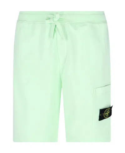 Stone Island Compass-patch Drawstring Cargo Shorts In Green