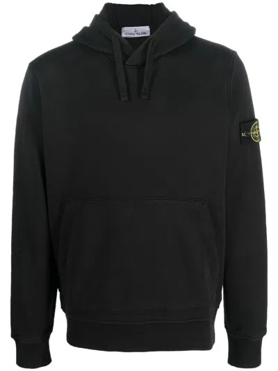 Stone Island Compass-patch Drawstring Hoodie In Black