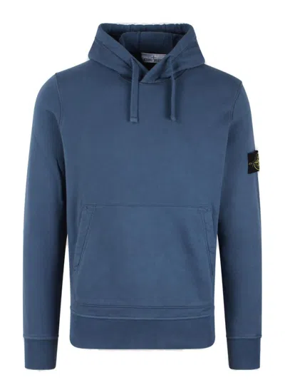 Stone Island Mens Dark Blue Logo-badge Regular-fit Cotton-jersey Hoody