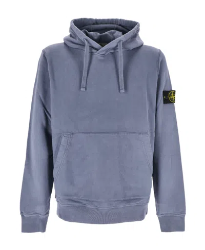 Stone Island Compass-patch Drawstring Hoodie In Blue