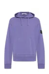 Stone Island Compass-badge Cotton Hoodie In Purple