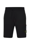 Stone Island Compass Patch Drawstring Shorts In Black