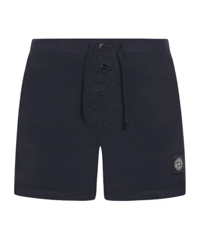 Stone Island Compass Patch Drawstring Swim Shorts In Blue