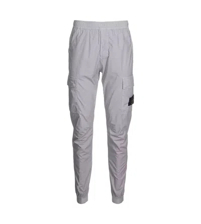Stone Island Compass Patch Elasticated Waist Cargo Trousers In Grey