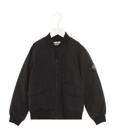 Stone Island Compass-patch Feather-down Jacket In Black