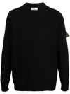 Stone Island Lightweight Wool Crew Neck Pullover In Black