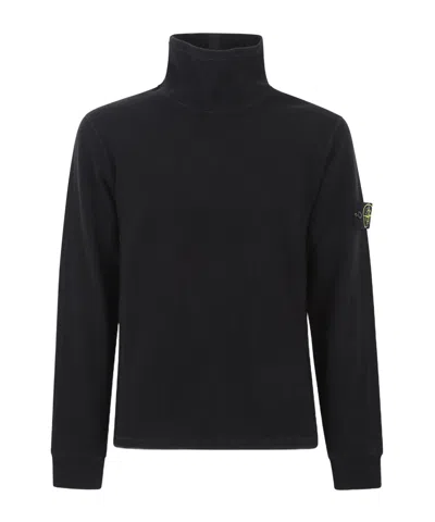 Stone Island Turtleneck Sweater In Black