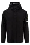 Stone Island Compass Patch Hooded Jacket In Black