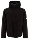 Stone Island Compass Patch Hooded Jacket In Black