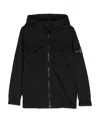 Stone Island Teen Compass-logo Hooded Jacket In Black