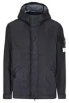 Stone Island Compass Patch Hooded Jacket In Blu