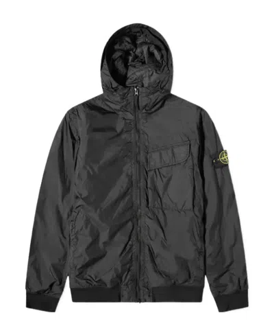 Stone Island Compass-patch Hooded Jacket In Gray
