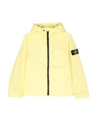 Stone Island Compass-patch Hooded Jacket In Yellow