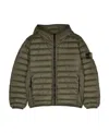 Stone Island Compass-patch Hooded Padded Jacket In Green