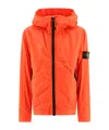 Stone Island Compass-patch Hooded Rain Jacket In Red