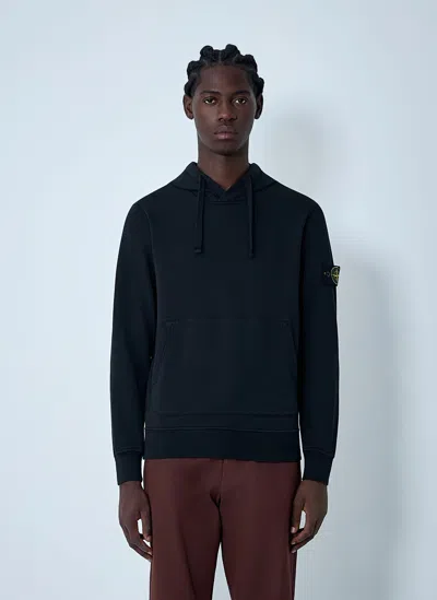 Stone Island Compass Patch Hooded Sweatshirt In Blue