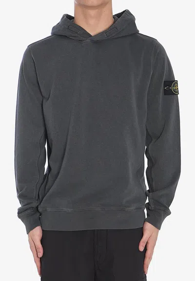 Stone Island Compass Patch Hooded Sweatshirt In Gray